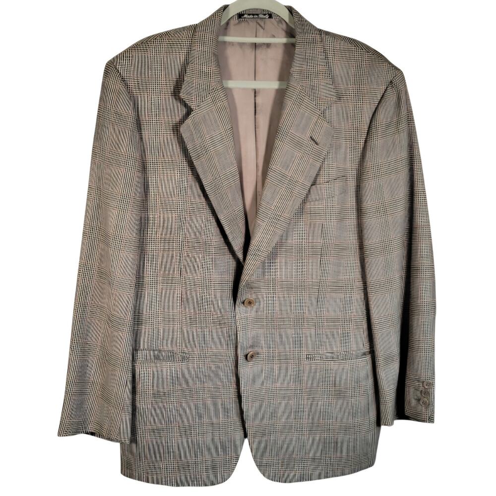 Vintage Valentino Uomo Wool Glen Plaid Blazer 40R Italy